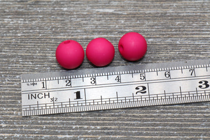 12mm Matte Fuchsia Gumball Beads, Round Acrylic Loose Beads, Solid Bubblegum Beads, Chunky Beads, Round Plastic Beads #619