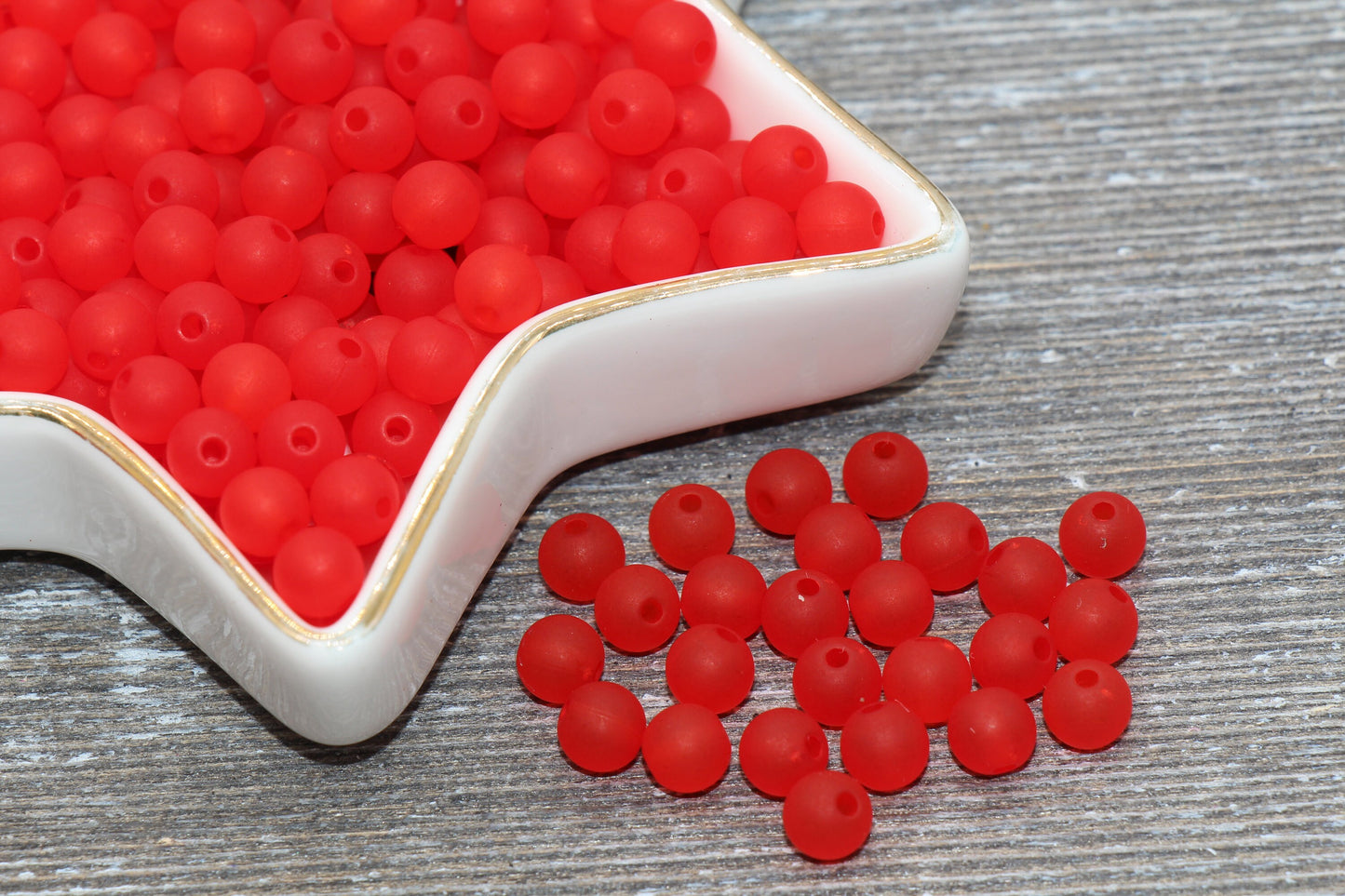 6mm Matte Red Gumball Beads, Round Acrylic Loose Beads, Frosted Bubblegum Beads, Chunky Beads, Round Plastic Beads #663