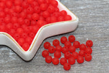 6mm Matte Red Gumball Beads, Round Acrylic Loose Beads, Frosted Bubblegum Beads, Chunky Beads, Round Plastic Beads #663