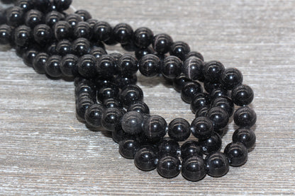 Black Cat Eye Beads, Smooth Round Beads, Sizes 4mm 6mm 8mm 10mm 12mm, Full Strand 15.5 inch, #176