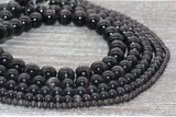 Black Cat Eye Beads, Smooth Round Beads, Sizes 4mm 6mm 8mm 10mm 12mm, Full Strand 15.5 inch, #176