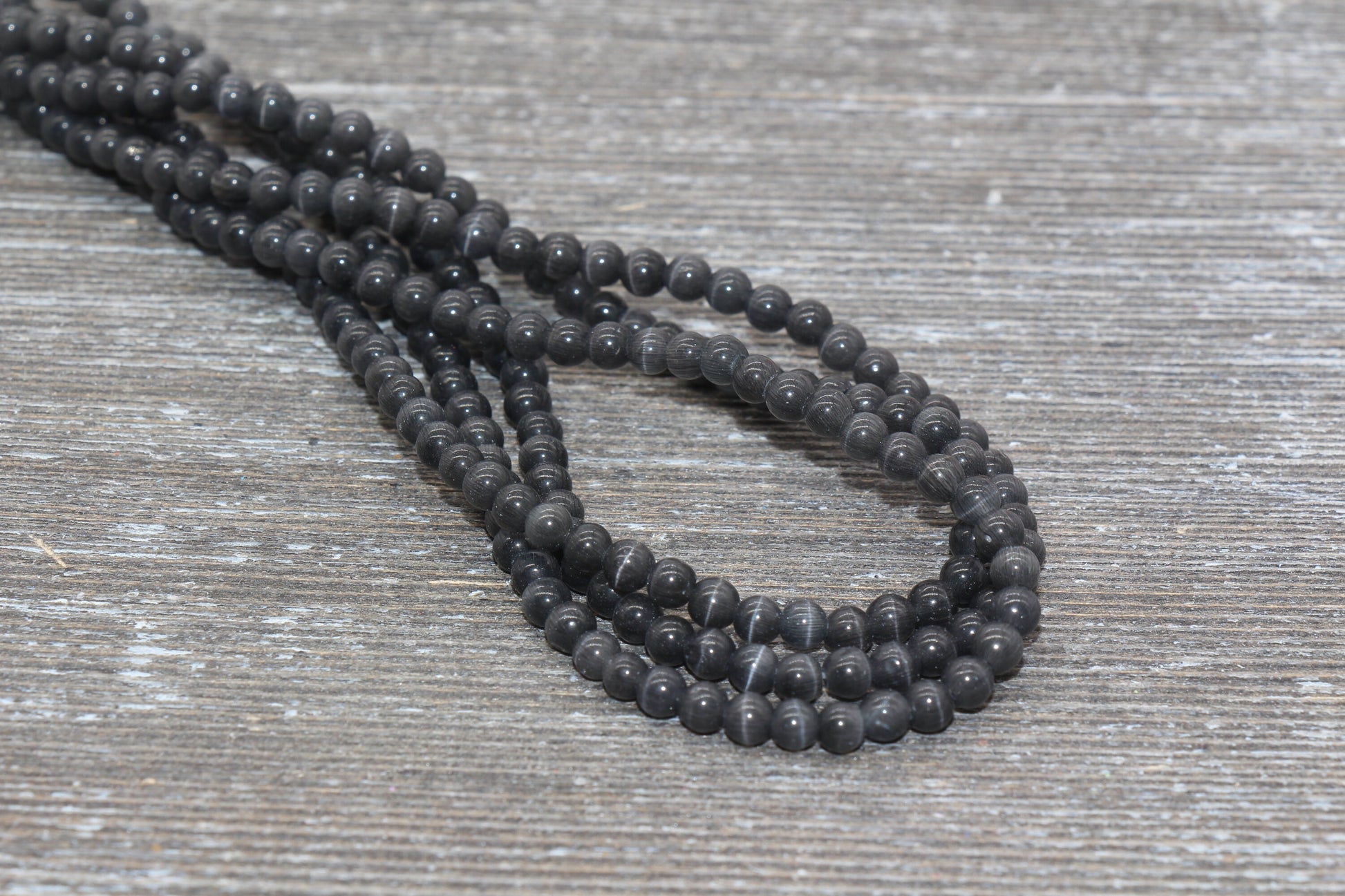 Gray Cat Eye Beads, Smooth Round Beads, Sizes 4mm 6mm 8mm 10mm 12mm, Full Strand 15.5 inch, #178