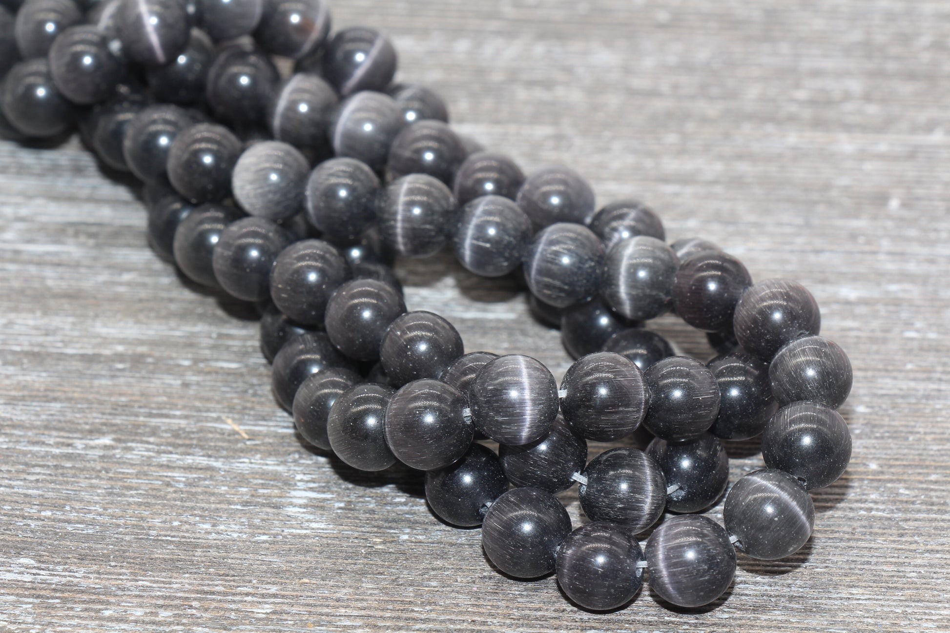 4mm gray cat eye glass beads, round beads for jewelry making image 6