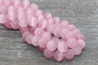 Light Pink Cat Eye Beads, Smooth Round Beads, Sizes 4mm 6mm 8mm 10mm 12mm, Full Strand 15.5 inch, #179