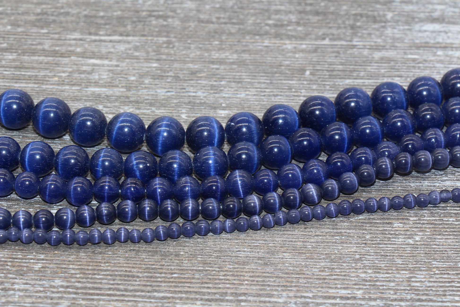 Blue Cat Eye Beads, Smooth Round Beads, Sizes 4mm 6mm 8mm 10mm 12mm, Full Strand 15.5 inch, #182
