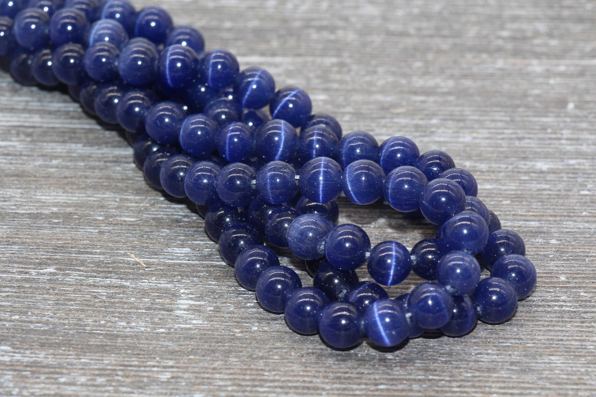 Blue Cat Eye Beads, Smooth Round Beads, Sizes 4mm 6mm 8mm 10mm 12mm, Full Strand 15.5 inch, #182