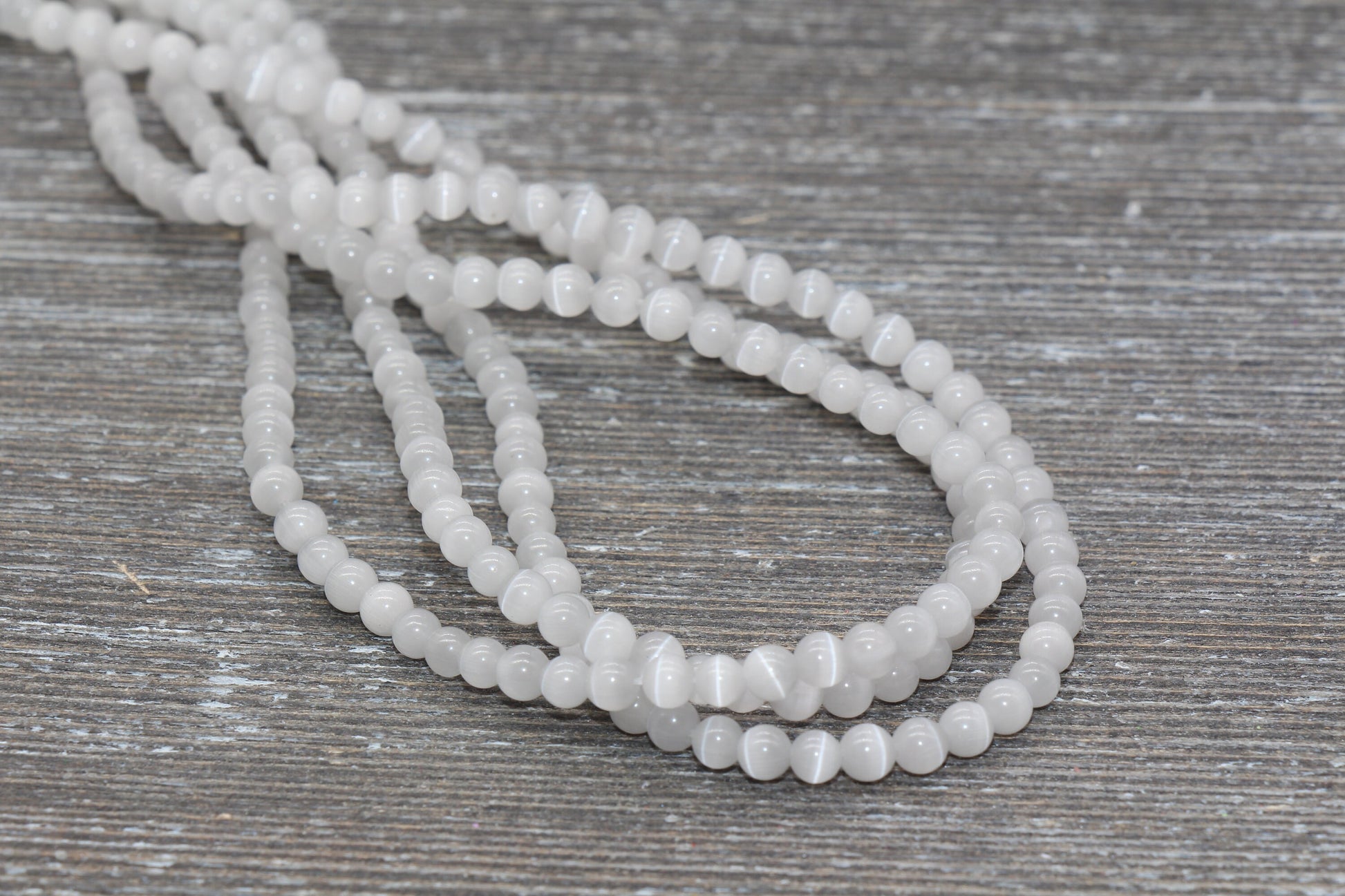 Light Gray Cat Eye Beads, Smooth Round Beads, Sizes 4mm 6mm 8mm 10mm 12mm, Full Strand 15.5 inch, #184