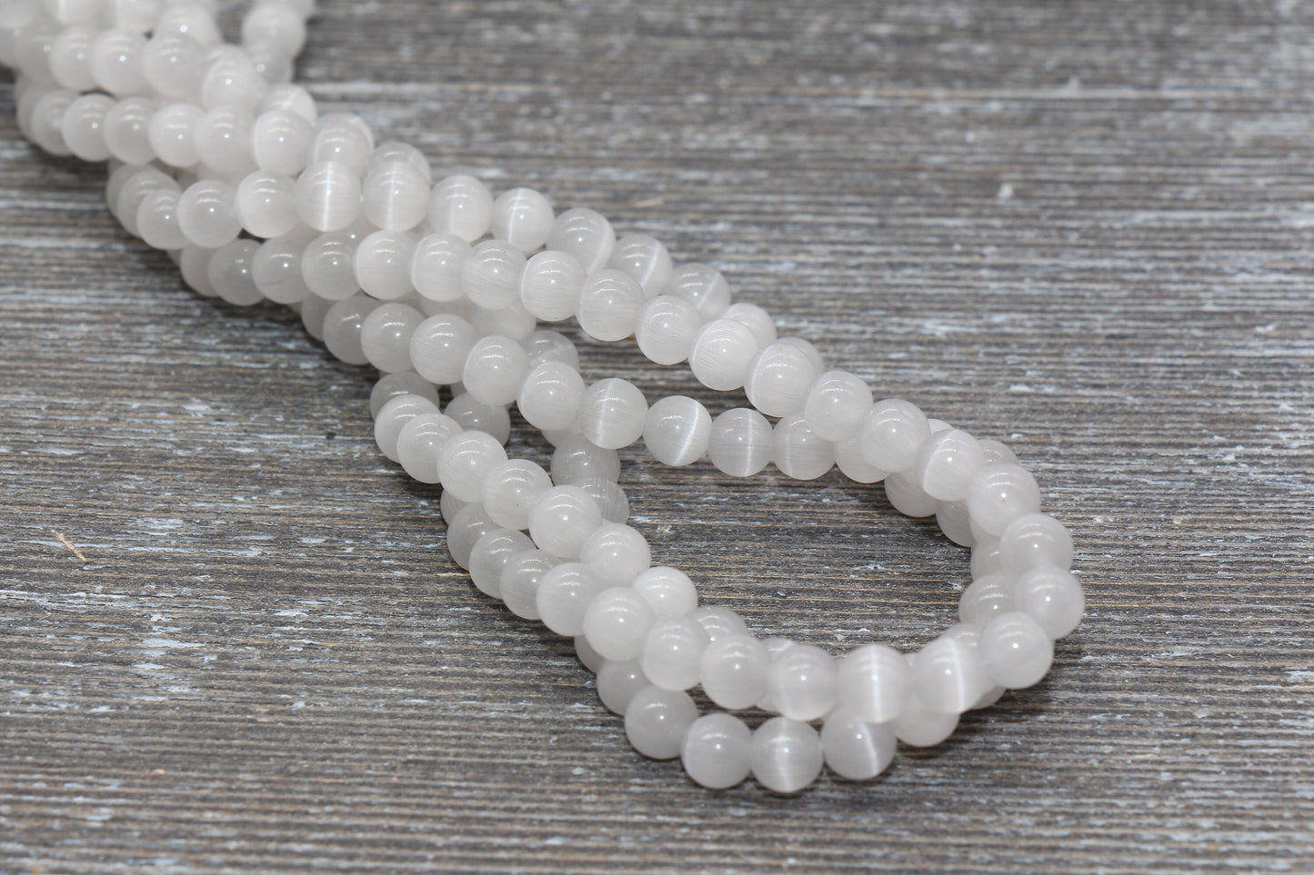 Light Gray Cat Eye Beads, Smooth Round Beads, Sizes 4mm 6mm 8mm 10mm 12mm, Full Strand 15.5 inch, #184