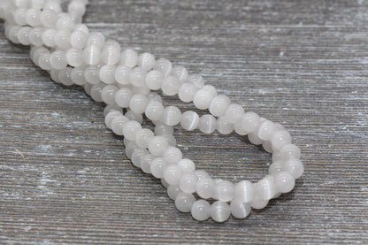Light Gray Cat Eye Beads, Smooth Round Beads, Sizes 4mm 6mm 8mm 10mm 12mm, Full Strand 15.5 inch, #184