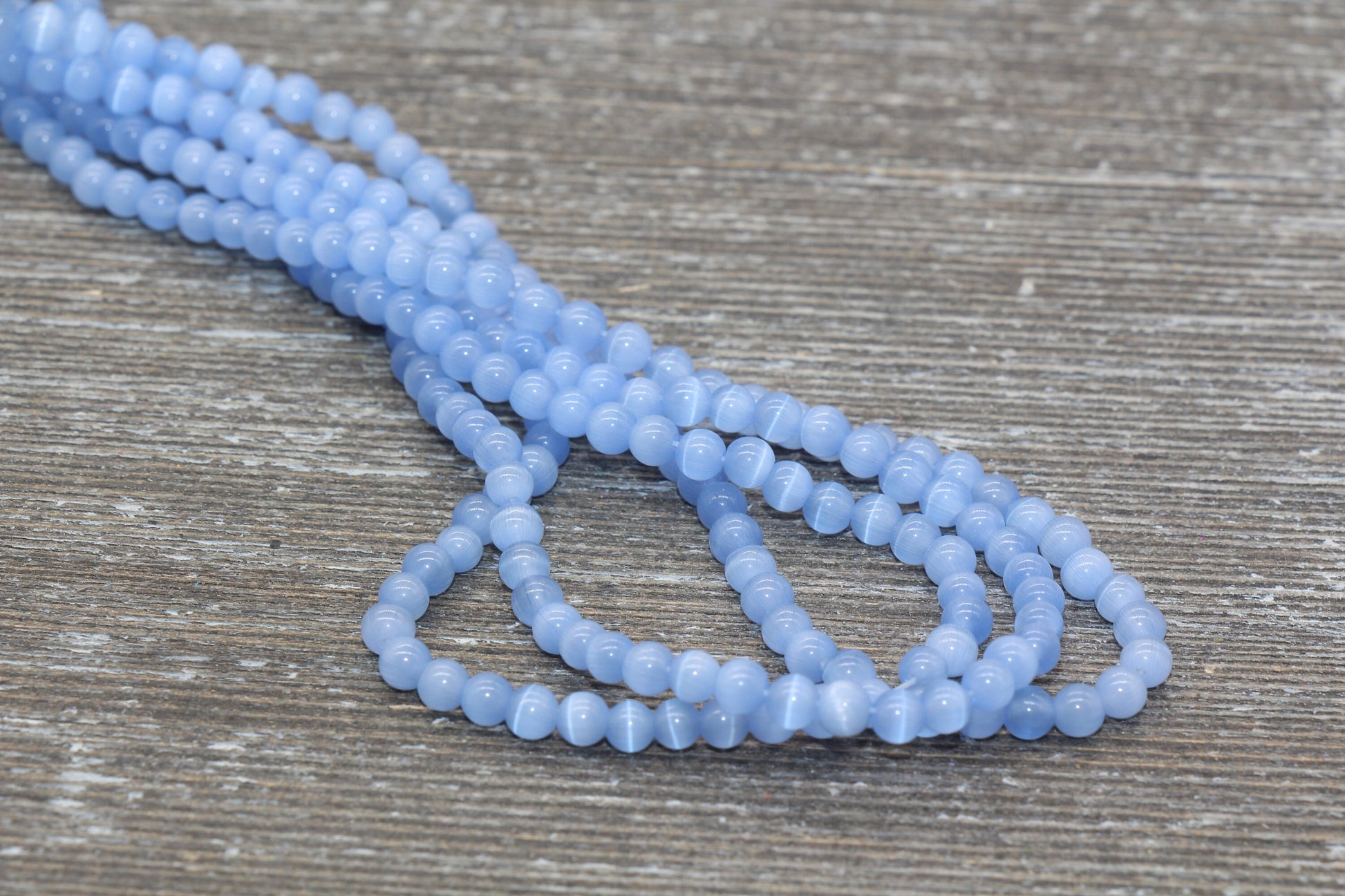 Blue Cat Eye Beads, Smooth Round Beads, Sizes 4mm 6mm 8mm 10mm 12mm, Full Strand 15.5 inch, #186