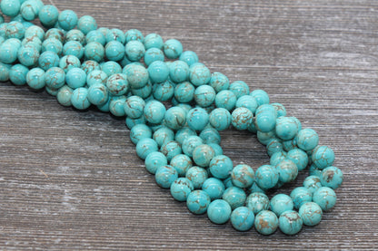 Turquoise Beads, Gemstone Round Beads, Sizes 4mm 6mm 8mm 10mm 12mm, Full Strand 15.5 inch, #61