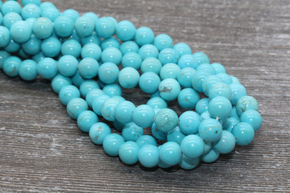 Turquoise Beads, Gemstone Round Beads, Sizes 4mm 6mm 8mm 10mm 12mm, Full Strand 15.5 inch, #61