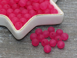 8mm Matte Fuchsia Gumball Beads, Round Acrylic Loose Beads, Frosted Bubblegum Beads, Chunky Beads, Round Plastic Beads #665