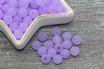 8mm Matte Purple Gumball Beads, Round Acrylic Loose Beads, Frosted Bubblegum Beads, Chunky Beads, Round Plastic Beads #674