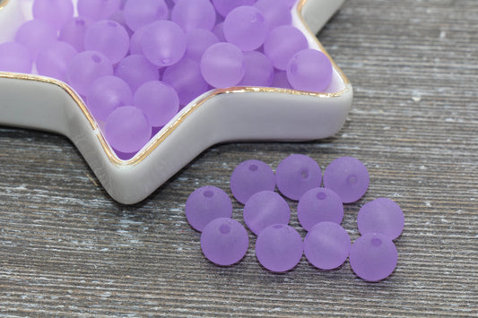 10mm Matte Purple Gumball Beads, Round Acrylic Loose Beads, Frosted Bubblegum Beads, Chunky Beads, Round Plastic Beads #686