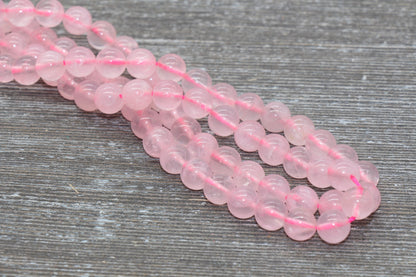 Rose Quartz Beads, Natural Gemstone Smooth Round Beads, Sizes 4mm 6mm 8mm 10mm 12mm, Full Strand 15.5 inch, #31