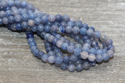 Blue Aventurine Beads, Natural Gemstones Round Beads, Blue White Beads, Sizes 4mm 6mm 8mm 10mm, Full Strand 15.5 inch, #75