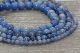 Blue Aventurine Beads, Natural Gemstones Round Beads, Blue White Beads, Sizes 4mm 6mm 8mm 10mm, Full Strand 15.5 inch, #75