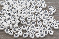 7mm White Acrylic Heart Letter Beads