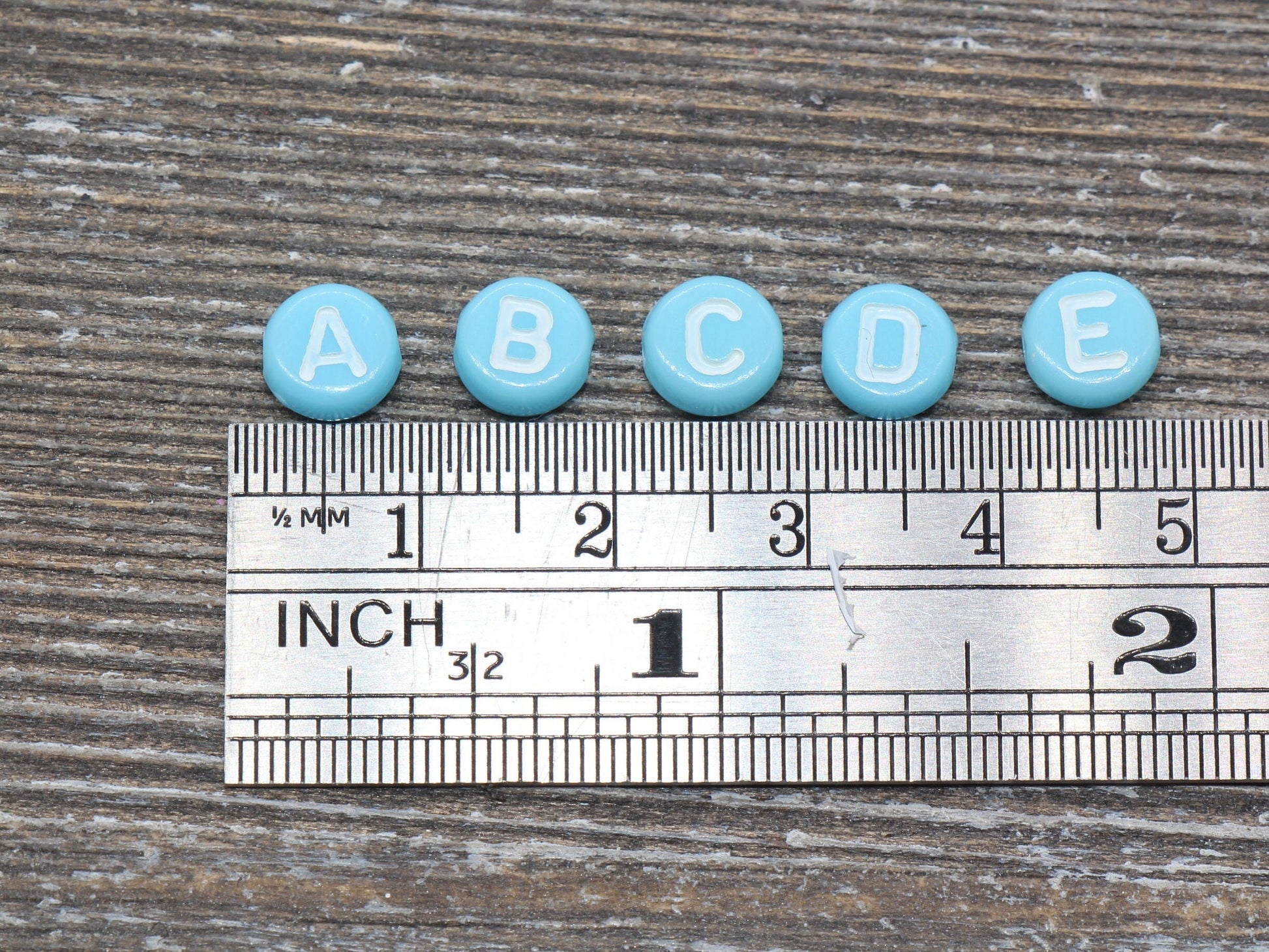 Pastel Blue Alphabet Letter Beads, Acrylic Blue and White Letter Beads, Round Acrylic Beads, ABC Letter Beads, Plastic Name Beads 7mm #8