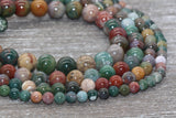 Indian Agate Beads, Gemstone Round Loos Beads, Sizes 6mm 8mm 10mm 12mm, Full Strand 15.5 inch, #166