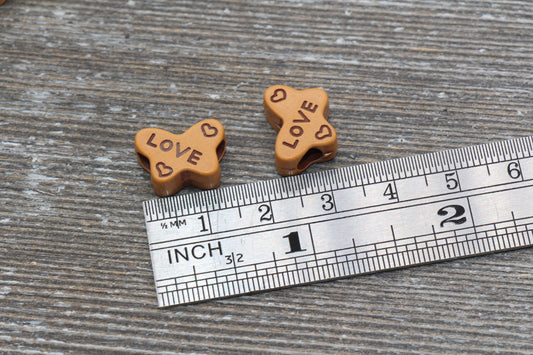 Brown Love Word Beads, Butterfly Shape Love Beads, Plastic Beads, Acrylic Beads, #719