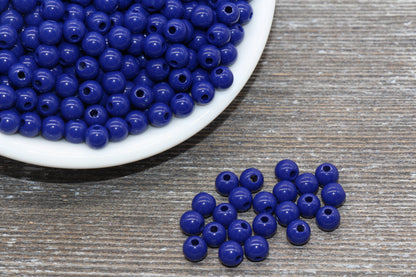 6mm Navy Blue Gumball Beads, Round Acrylic Loose Beads, Bubblegum Beads, Chunky Beads, Bubble Gum Beads, Smooth Plastic Round Beads #216