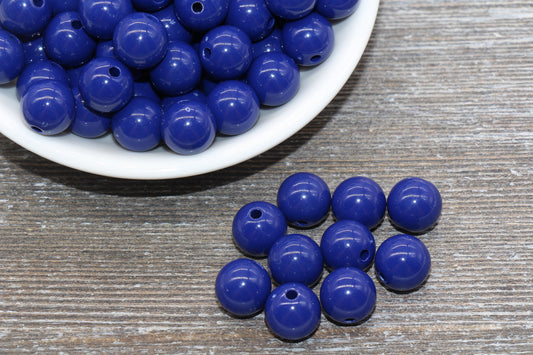 12mm Navy Blue Gumball Beads, Round Acrylic Loose Beads, Bubblegum Beads, Chunky Beads, Smooth Plastic Round Beads #219