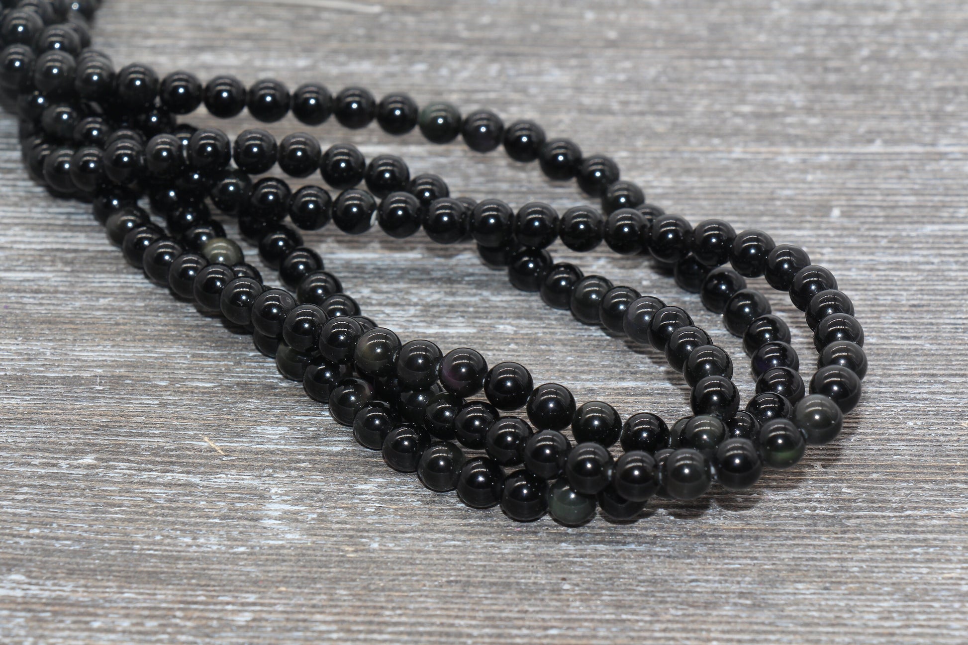 rainbow black obsidian beads, stone beads for bracelets image 2