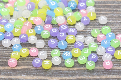 Multicolored Matte Alphabet Letter Beads, Mixed Acrylic Letter Beads, Round Acrylic Beads, Plastic Name Beads in Matte Finish 7mm #31