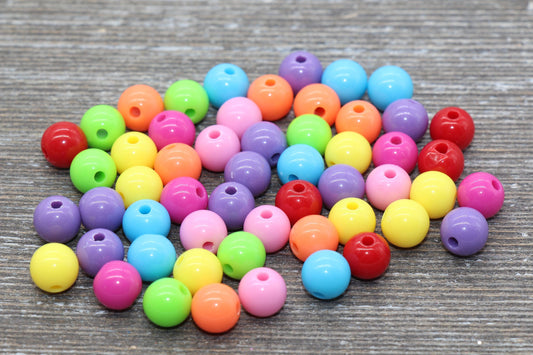 8mm Multicolored Gumball Beads, Round Acrylic Loose Beads, Bubblegum Beads, Chunky Beads, Bubble Gum Beads, Smooth Plastic Round Beads #775