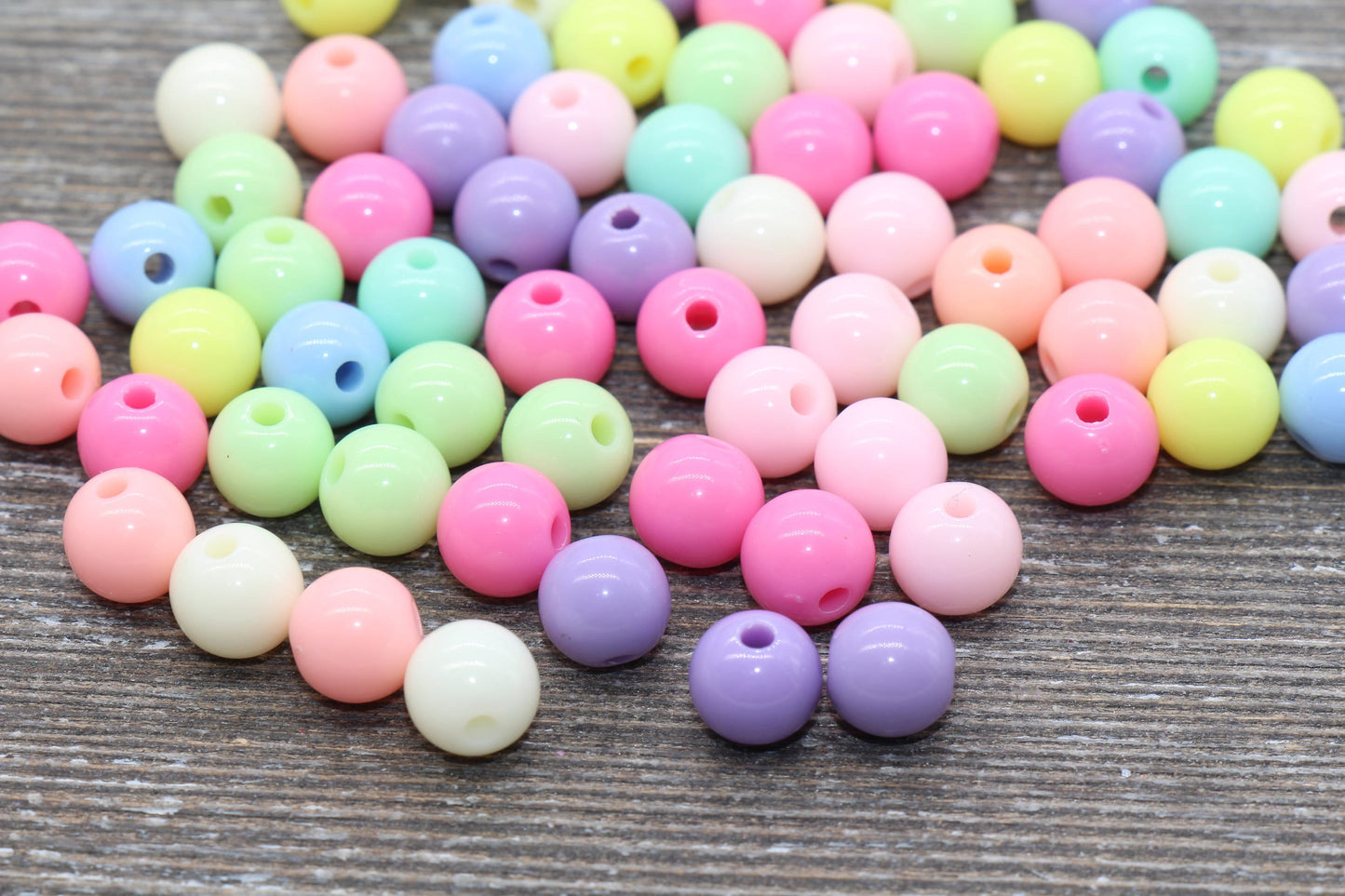 8mm Pastel Multicolored Gumball Beads, Round Acrylic Loose Beads, Bubblegum Beads, Chunky Beads, Bubble Gum Beads, Smooth Round Beads #777