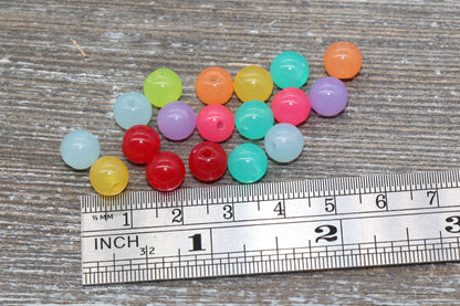 8mm Multicolored Jelly Gumball Beads, Round Acrylic Beads, Bubblegum Beads, Chunky Beads,Semi-Transparent Smooth Plastic Round Beads #755