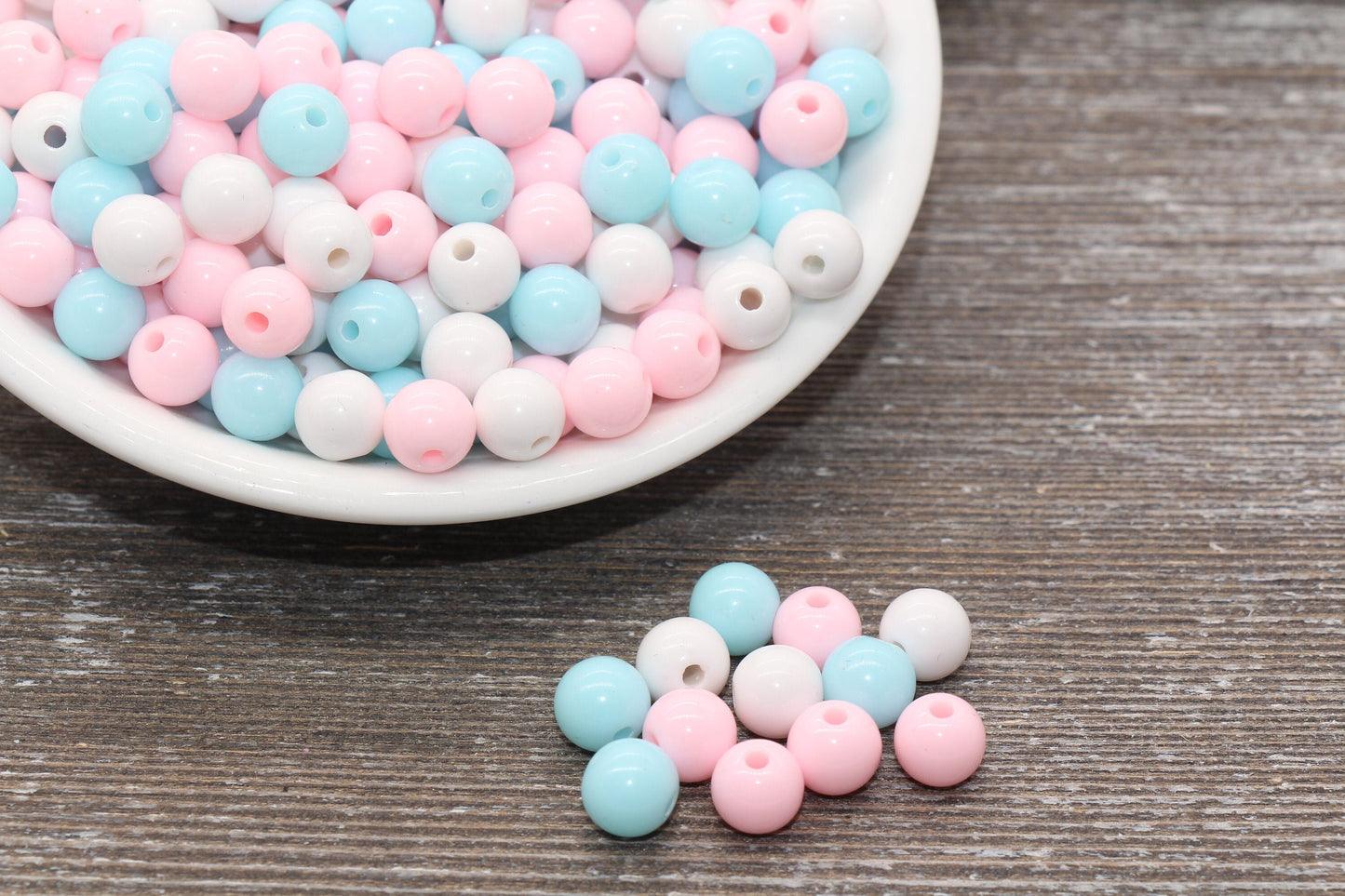 8mm Bubblegum Color Gumball Beads, Round Acrylic Beads, Bubblegum Beads, Chunky Beads, Pastel Color Smooth Plastic Round Beads #757