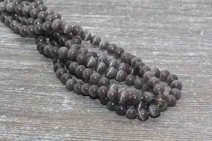 Gray Cat Eye Beads, Smooth Round Beads, Sizes 4mm 6mm 8mm 10mm 12mm, Full Strand 15.5 inch, #178