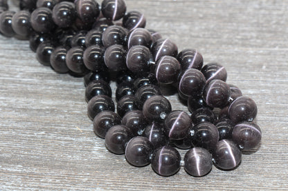 Gray Cat Eye Beads, Smooth Round Beads, Sizes 4mm 6mm 8mm 10mm 12mm, Full Strand 15.5 inch, #178
