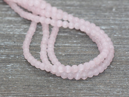 Light Pink Cat Eye Beads, Smooth Round Beads, Sizes 4mm 6mm 8mm 10mm 12mm, Full Strand 15.5 inch, #179