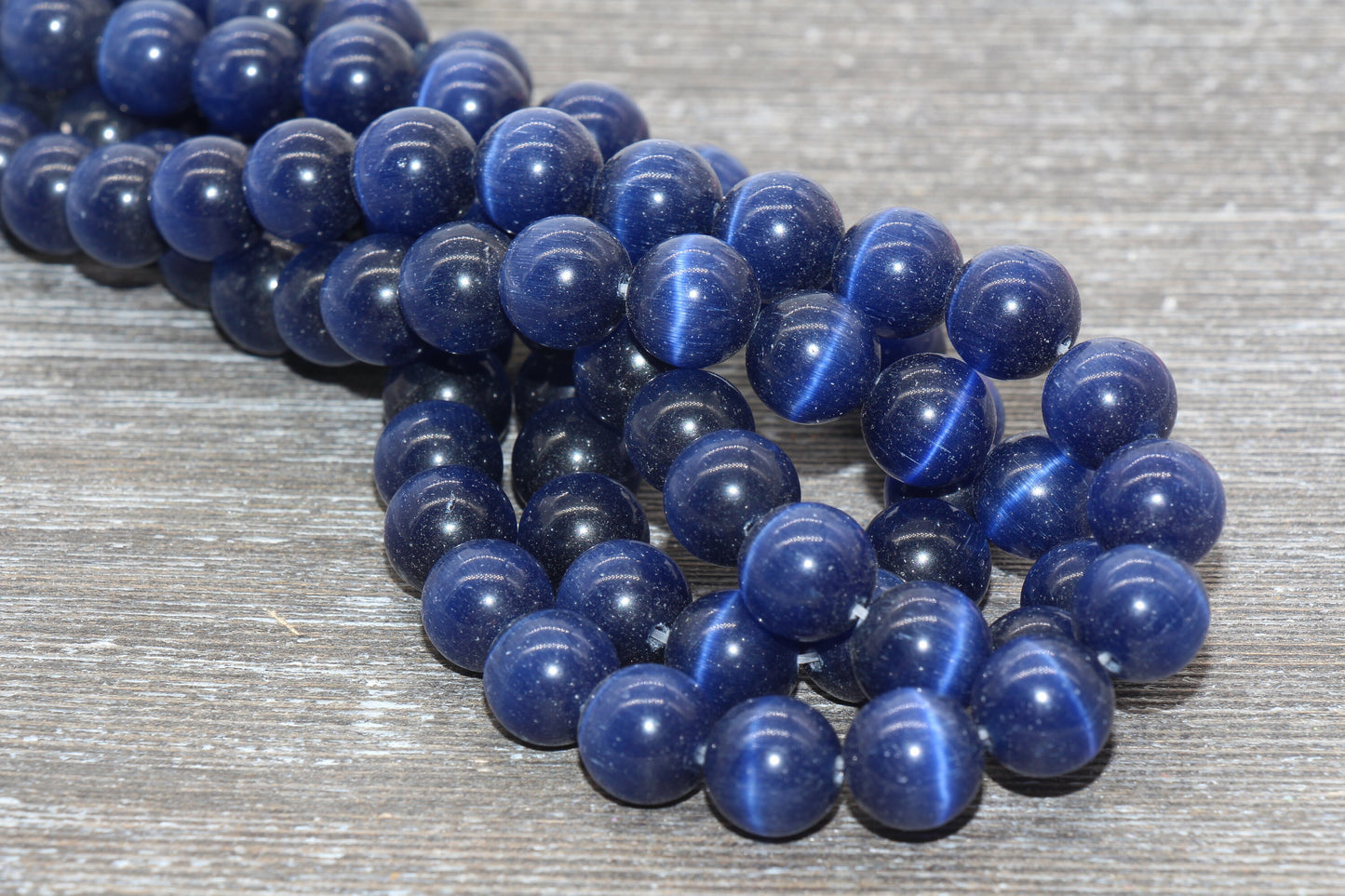 Blue Cat Eye Beads, Smooth Round Beads, Sizes 4mm 6mm 8mm 10mm 12mm, Full Strand 15.5 inch, #182