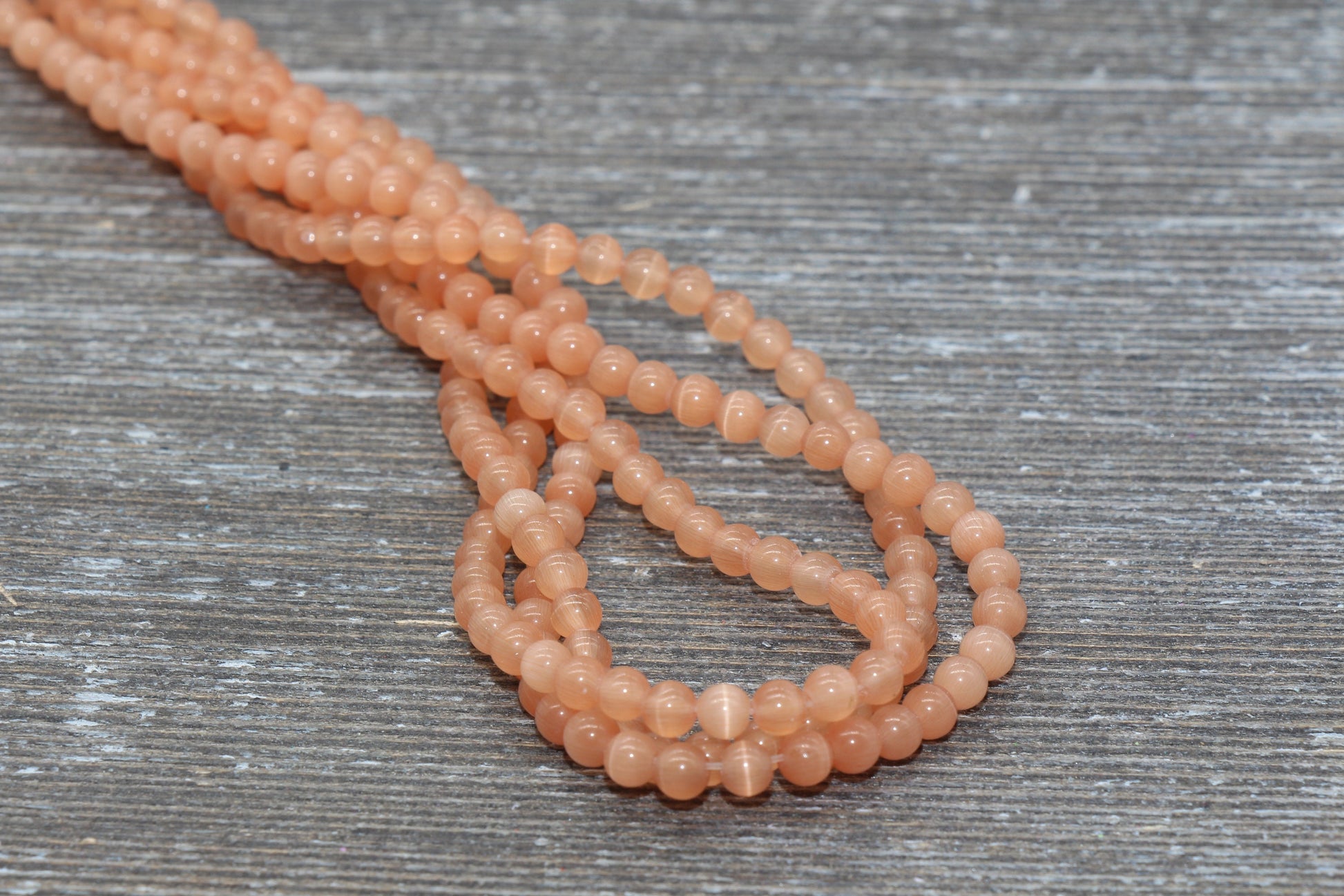 Orange Cat Eye Beads, Smooth Round Beads, Sizes 4mm 6mm 8mm 10mm 12mm, Full Strand 15.5 inch, #185