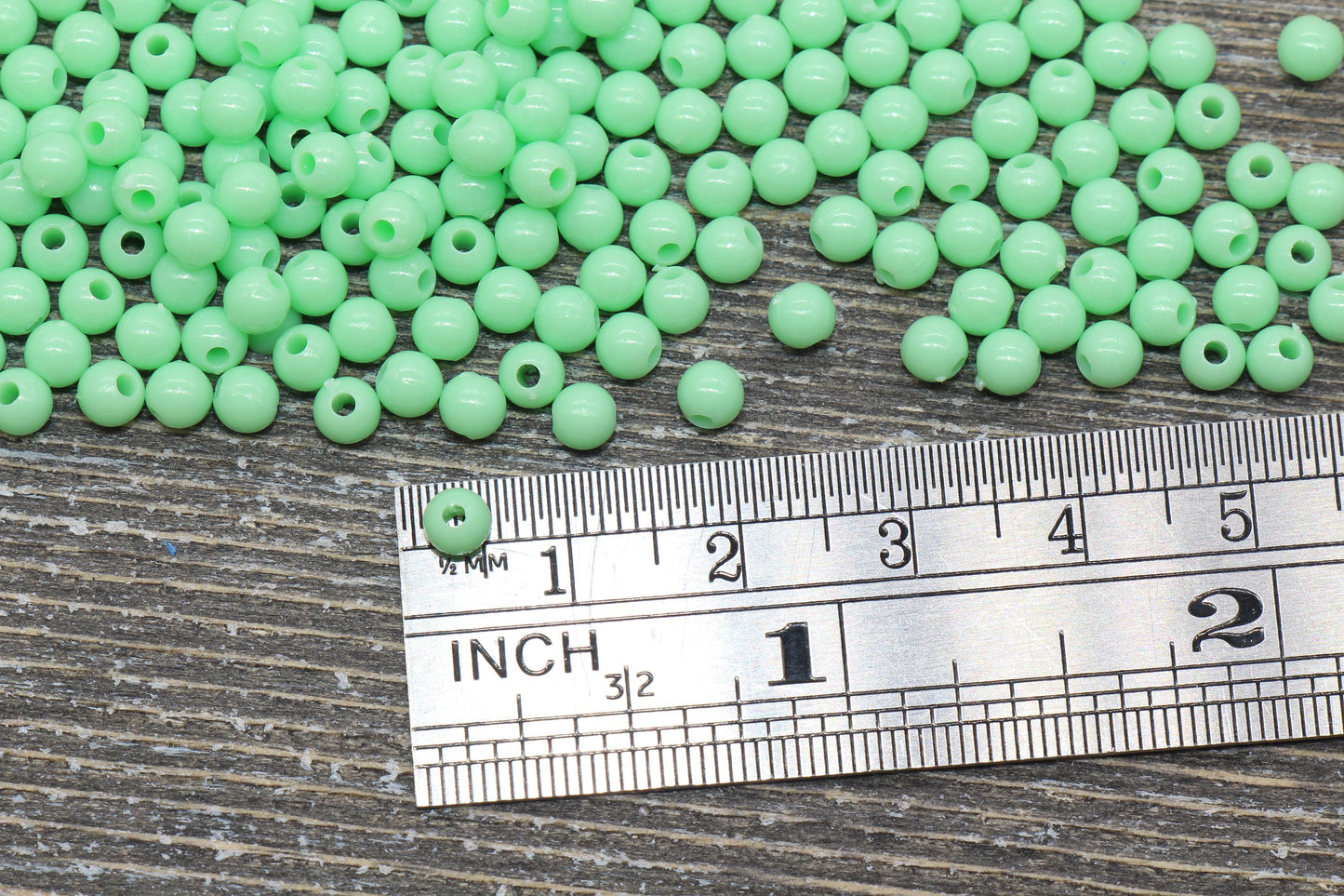 4mm Mint Green Round Beads, Acrylic Gumball Beads, Round Spacer Beads, Bubblegum Beads, Plastic Round Smooth Bead #223