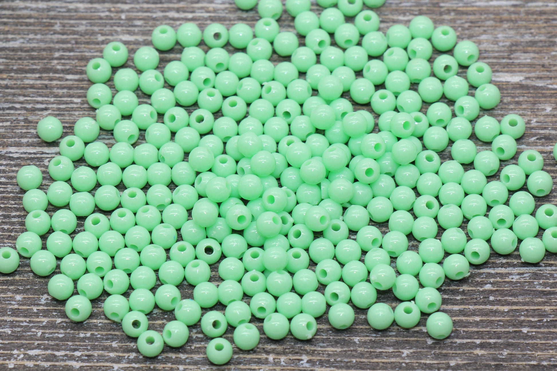 4mm Mint Green Round Beads, Acrylic Gumball Beads, Round Spacer Beads, Bubblegum Beads, Plastic Round Smooth Bead #223