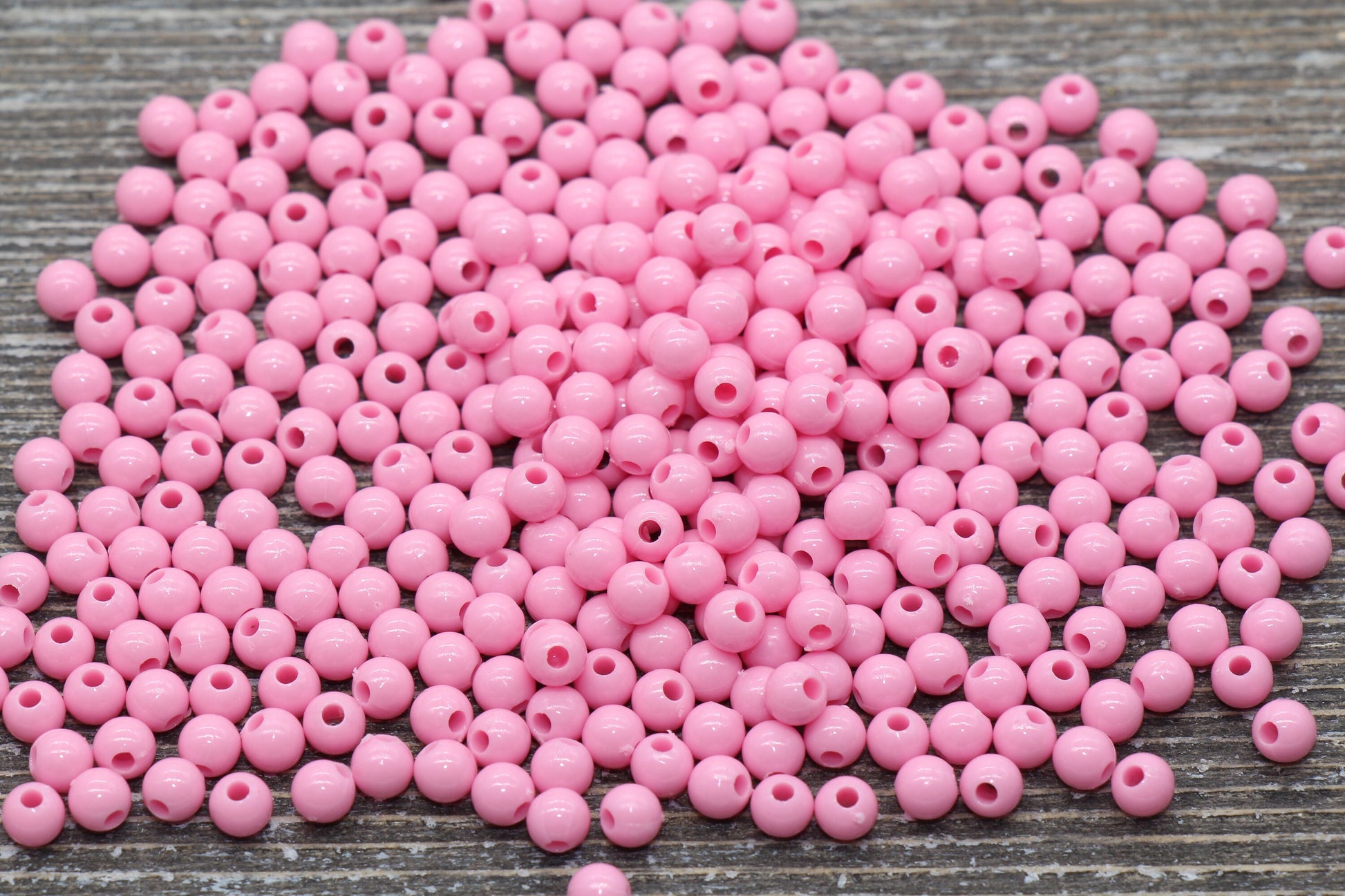 4mm Pink Round Beads, Acrylic Gumball Beads, Pink Round Spacer Beads, Bubblegum Beads, Plastic Round Smooth Bead #74