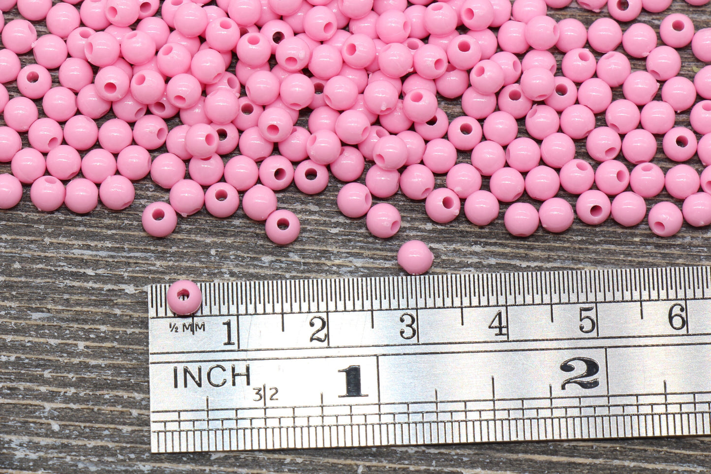 4mm Pink Round Beads, Acrylic Gumball Beads, Pink Round Spacer Beads, Bubblegum Beads, Plastic Round Smooth Bead #74