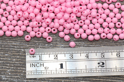 4mm Pink Round Beads, Acrylic Gumball Beads, Pink Round Spacer Beads, Bubblegum Beads, Plastic Round Smooth Bead #74