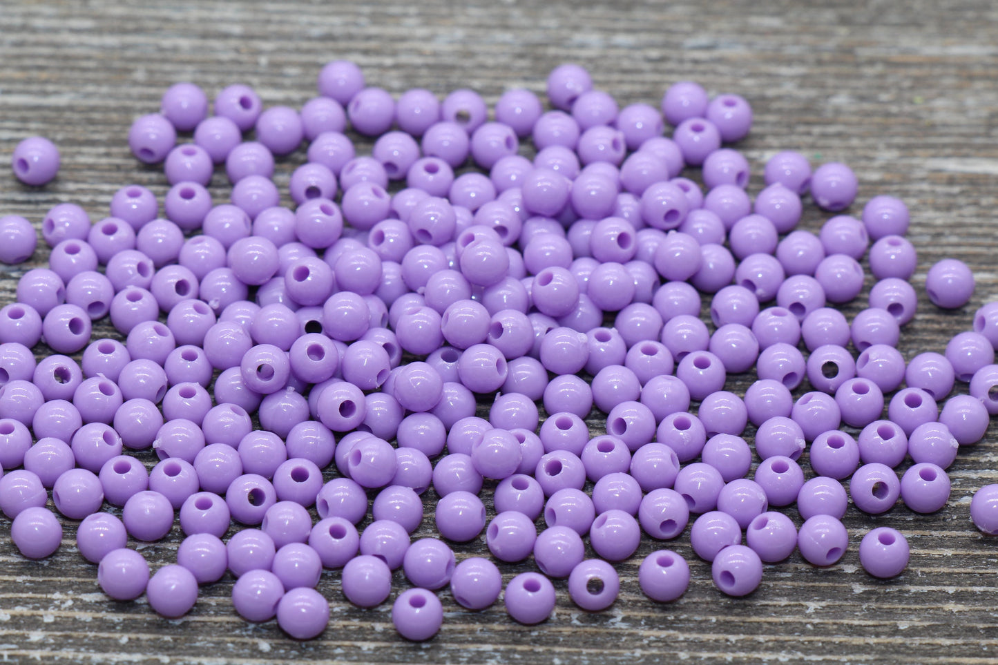 4mm Lavender Round Beads, Acrylic Gumball Beads, Light Purple Round Spacer Beads, Bubblegum Beads, Plastic Round Smooth Bead #75