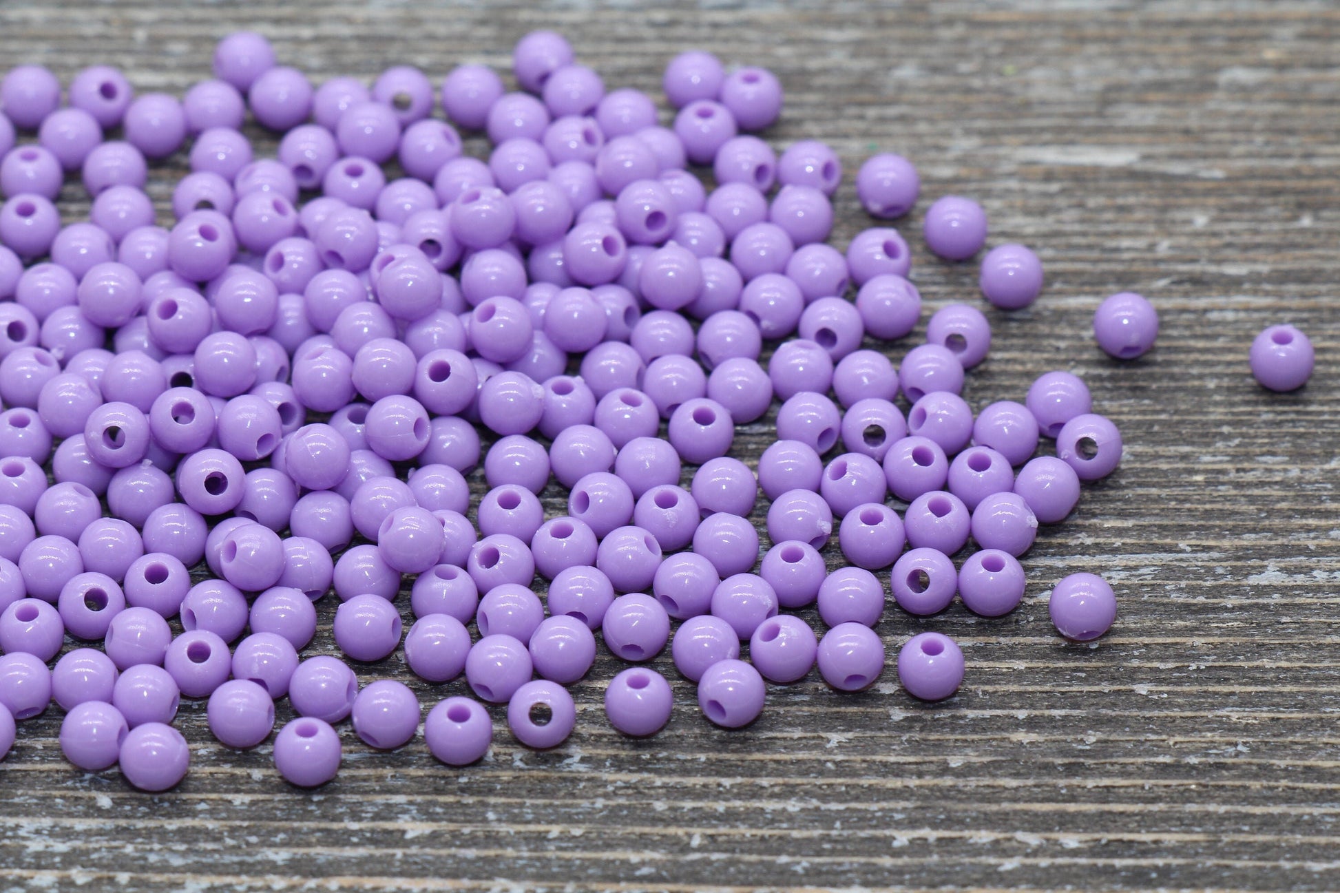 4mm Lavender Round Beads, Acrylic Gumball Beads, Light Purple Round Spacer Beads, Bubblegum Beads, Plastic Round Smooth Bead #75