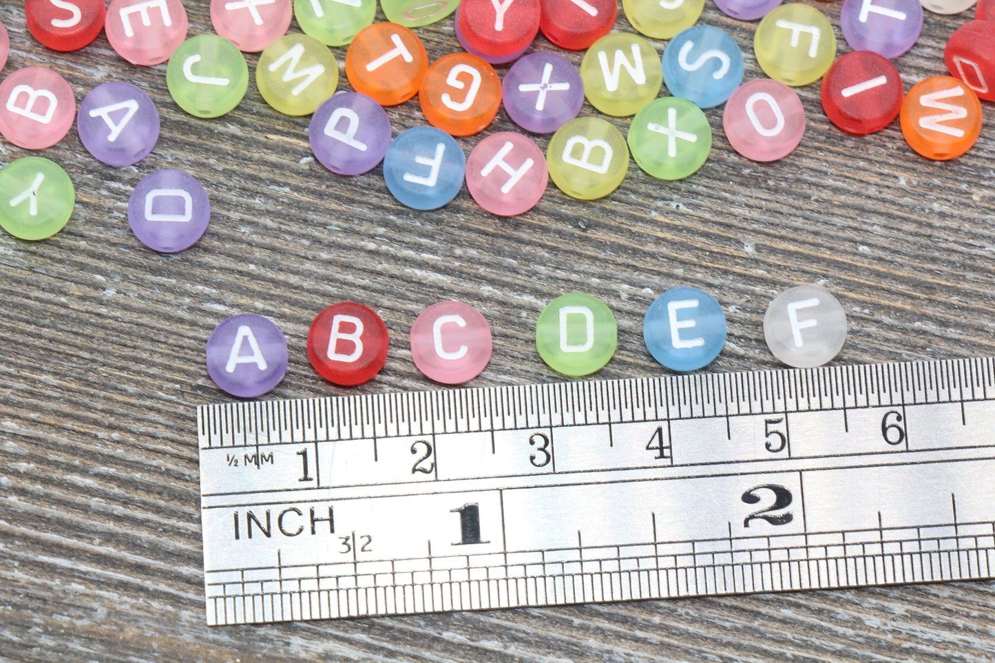 Multicolored Matte Alphabet Letter Beads, Mixed Acrylic Letter Beads, Round Acrylic Beads, Plastic Name Beads in Matte Finish 7mm #58