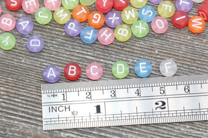 Multicolored Matte Alphabet Letter Beads, Mixed Acrylic Letter Beads, Round Acrylic Beads, Plastic Name Beads in Matte Finish 7mm #58