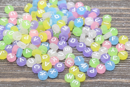 Multicolored Matte Alphabet Letter Beads, Mixed Acrylic Letter Beads, Round Acrylic Beads, Plastic Name Beads in Matte Finish 7mm #31