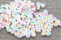 7mm Multicolor Acrylic Heart Letter Beads #230